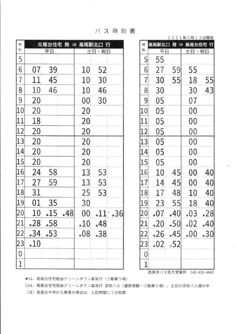 高尾 バス 時刻 セール 表